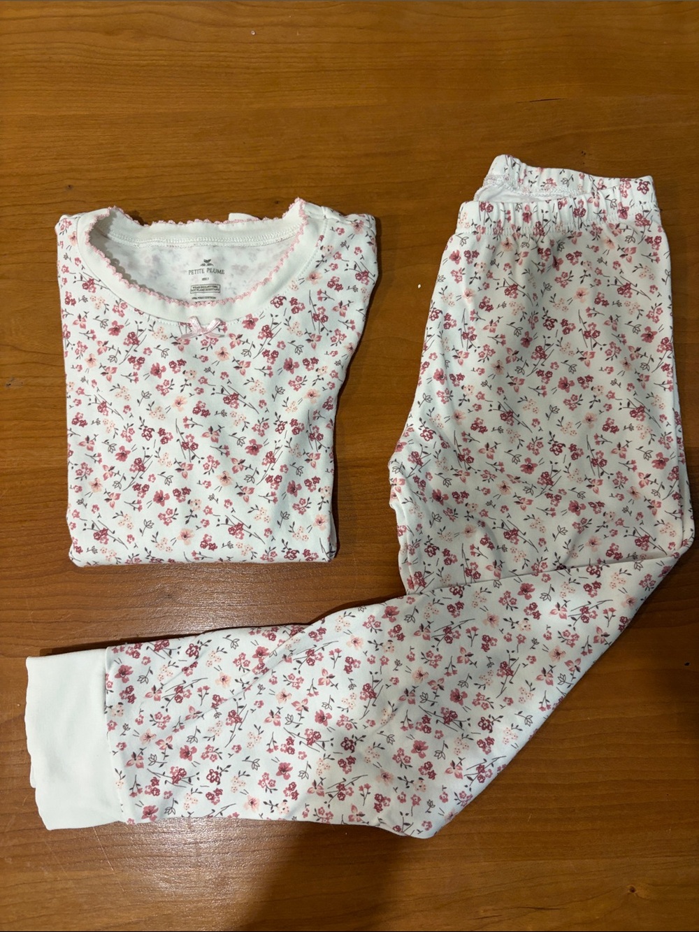 Girls White and Pink Floral Pajama Set